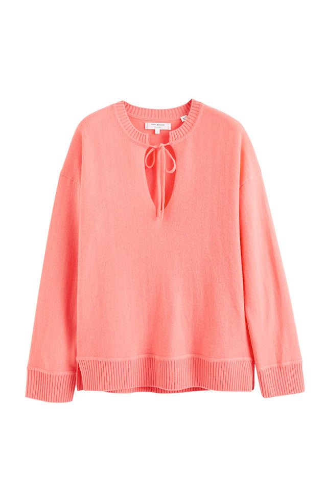 Coral Cashmere Tie Neck Sweater image 2