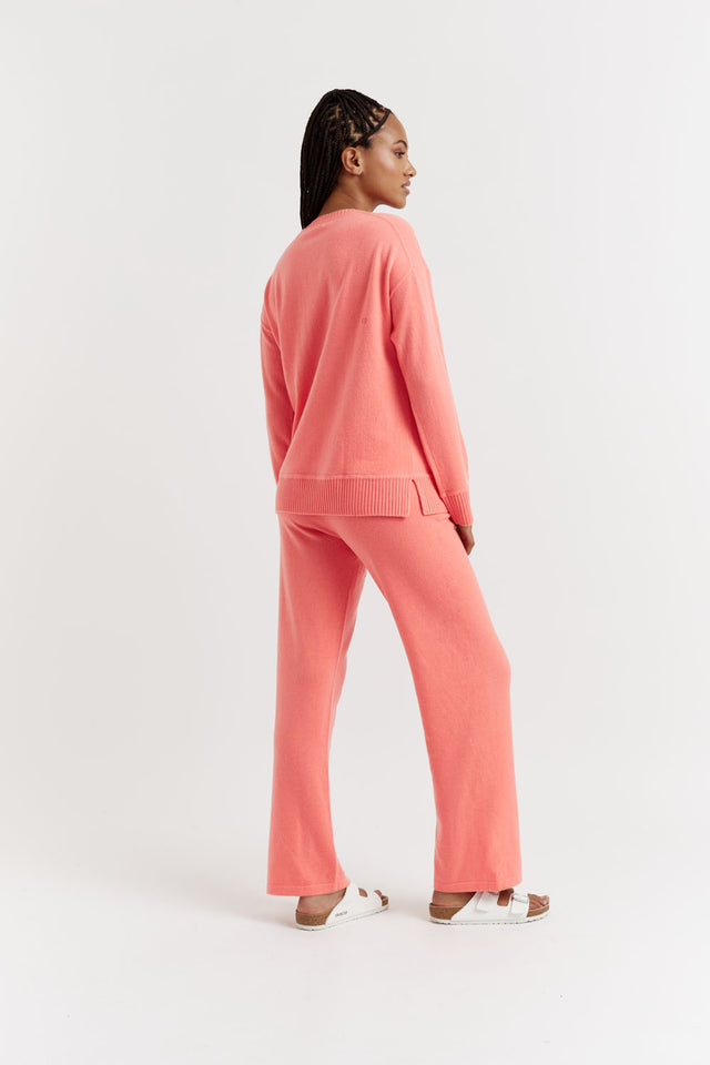 Coral Cashmere Tie Neck Sweater image 4