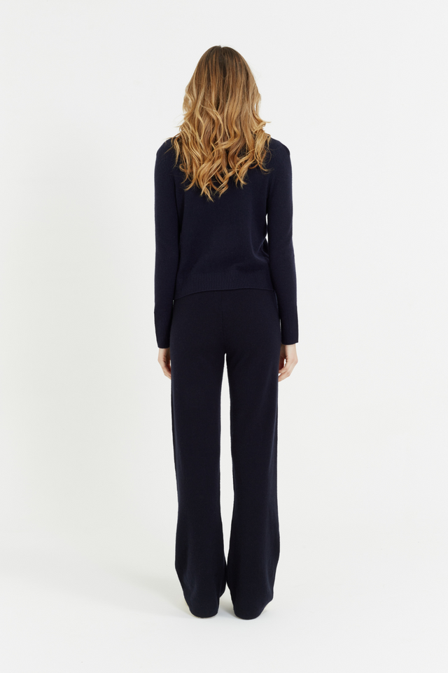 Navy Cashmere Cropped Sweater image 3
