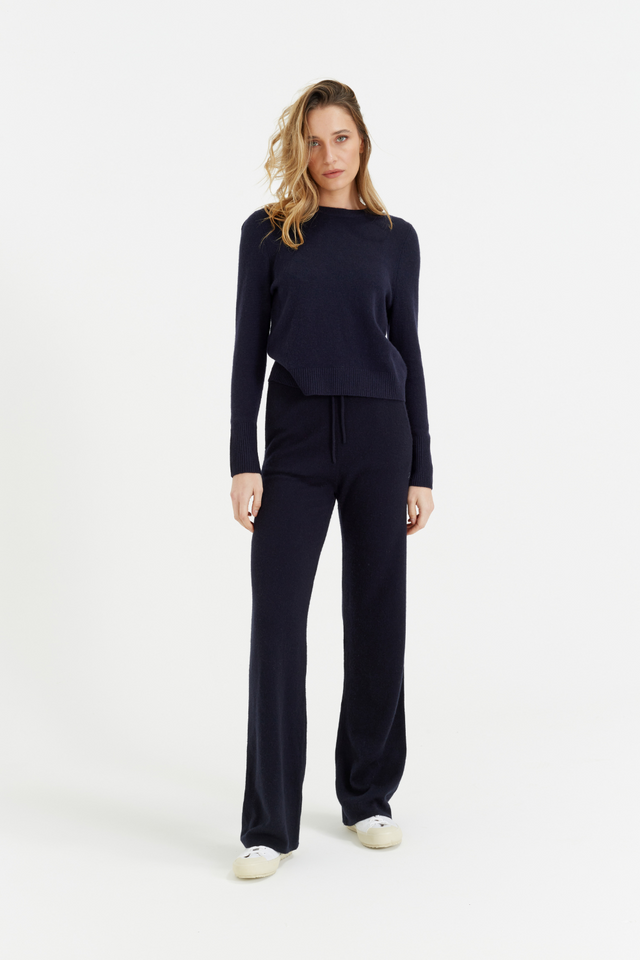 Navy Cashmere Cropped Sweater image 4