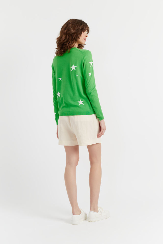 Green Cotton Star Sweater image 3