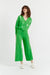 Green Cotton Cropped Wide-Leg Track Pants