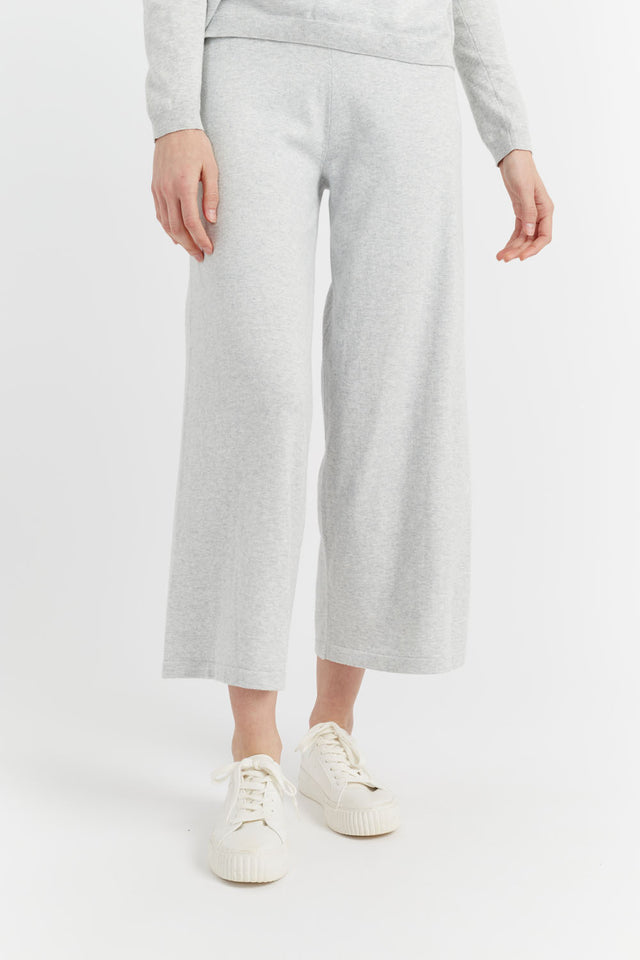 Grey Cotton Cropped Wide-Leg Track Pants image 2