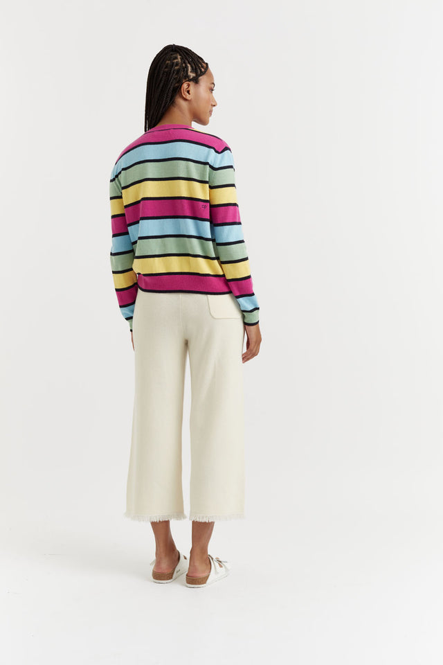 Multicoloured Stripe Wool-Cashmere Snoopy Sweater image 2