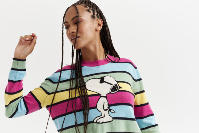 Multicoloured Stripe Wool-Cashmere Snoopy Sweater image 3