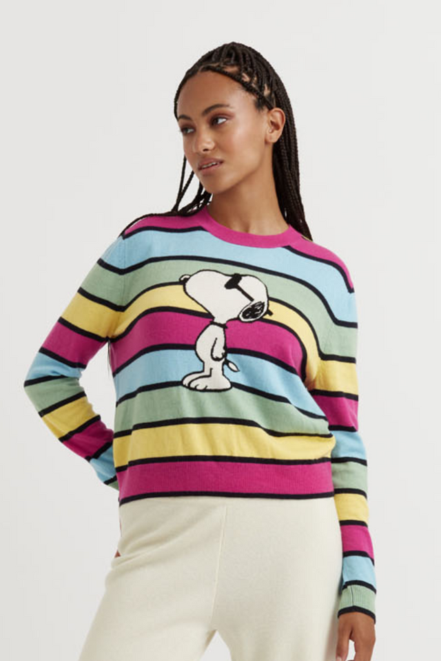 Multicoloured Stripe Wool-Cashmere Snoopy Sweater image 1