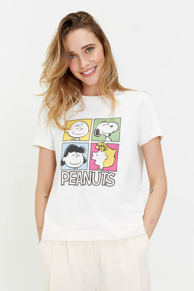 Cream Cotton Peanuts Gang T-shirt image 1