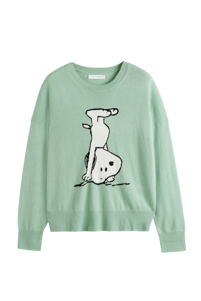 Pistachio Wool-Cashmere Dancing Snoopy Sweater image 2