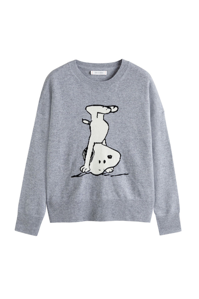 Grey Wool-Cashmere Dancing Snoopy Sweater image 2