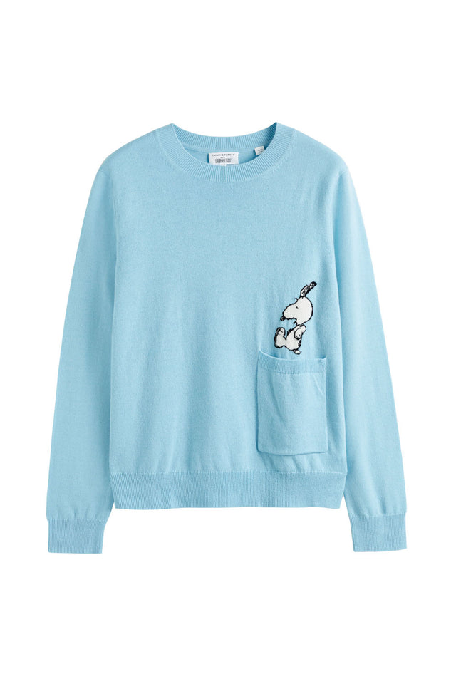 Blue Wool-Cashmere Snoopy Pocket Sweater image 2