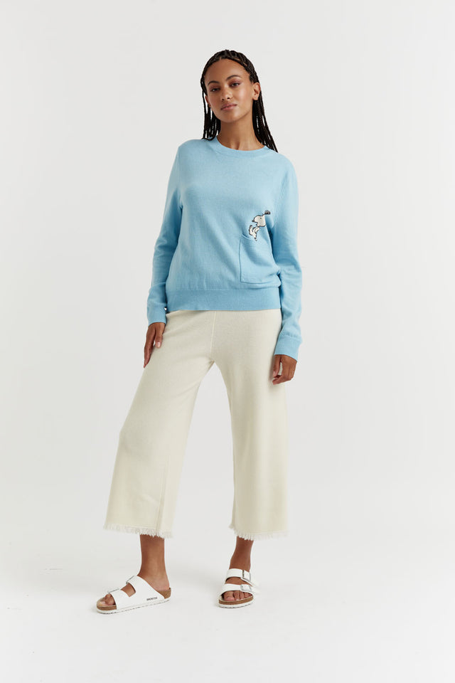 Blue Wool-Cashmere Snoopy Pocket Sweater image 3