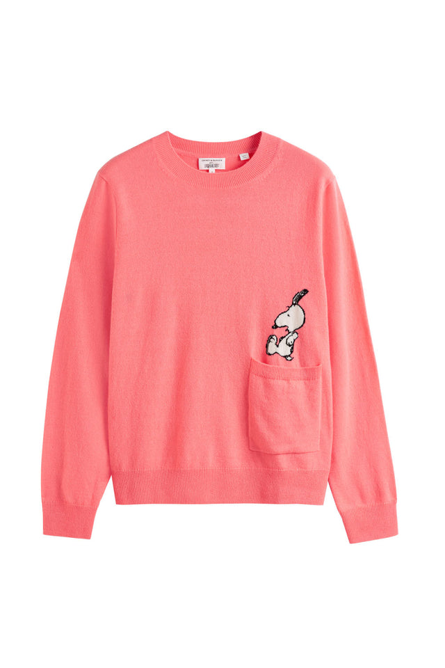 Coral Wool-Cashmere Snoopy Pocket Sweater image 2