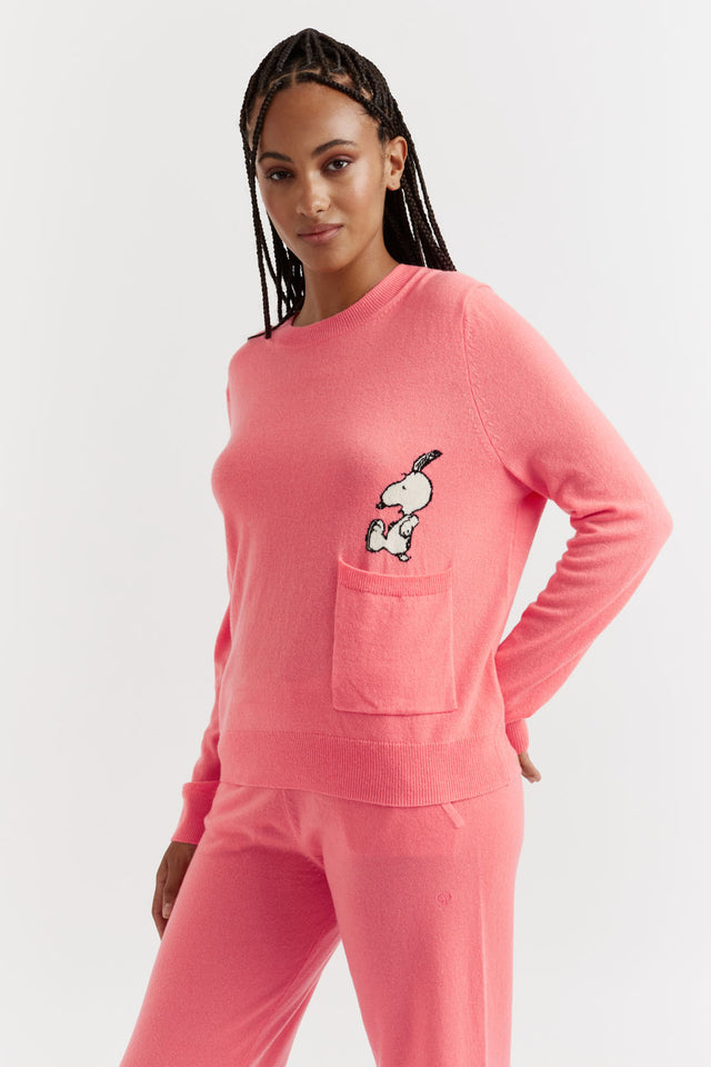 Coral Wool-Cashmere Snoopy Pocket Sweater image 1