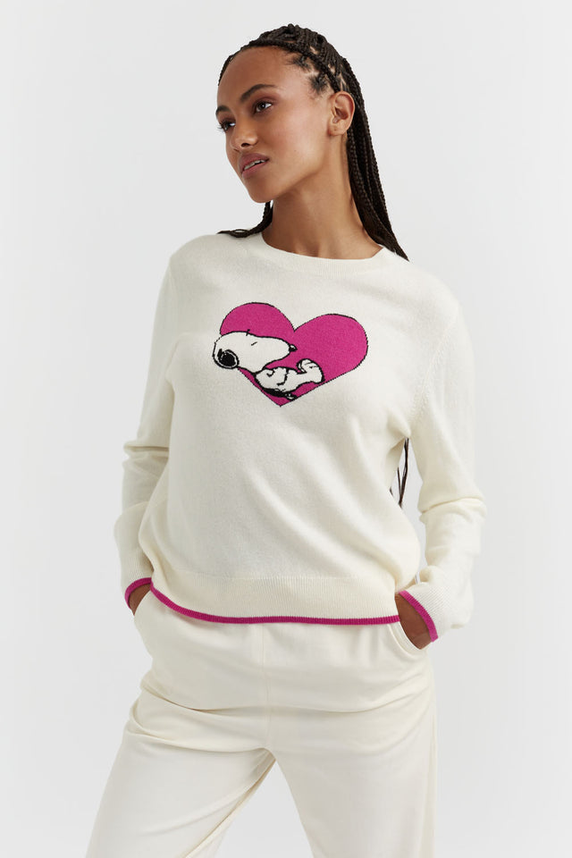Cream Wool-Cashmere Snoopy Love Sweater image 1