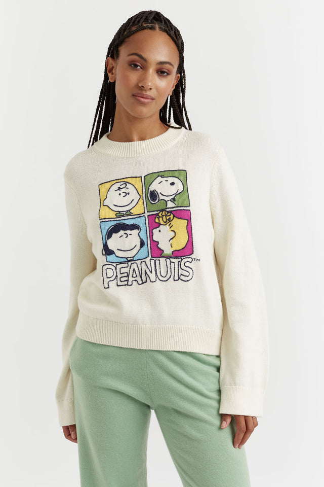 Cream Cotton-Alpaca Peanuts Gang Sweater image 1