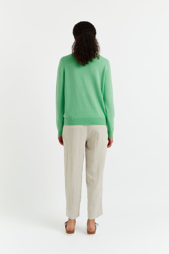 Green Wool-Cashmere Flower Power Peanuts Sweater image 3