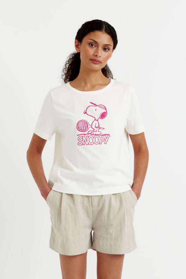 Cream Cotton Retro Snoopy T-shirt image 1
