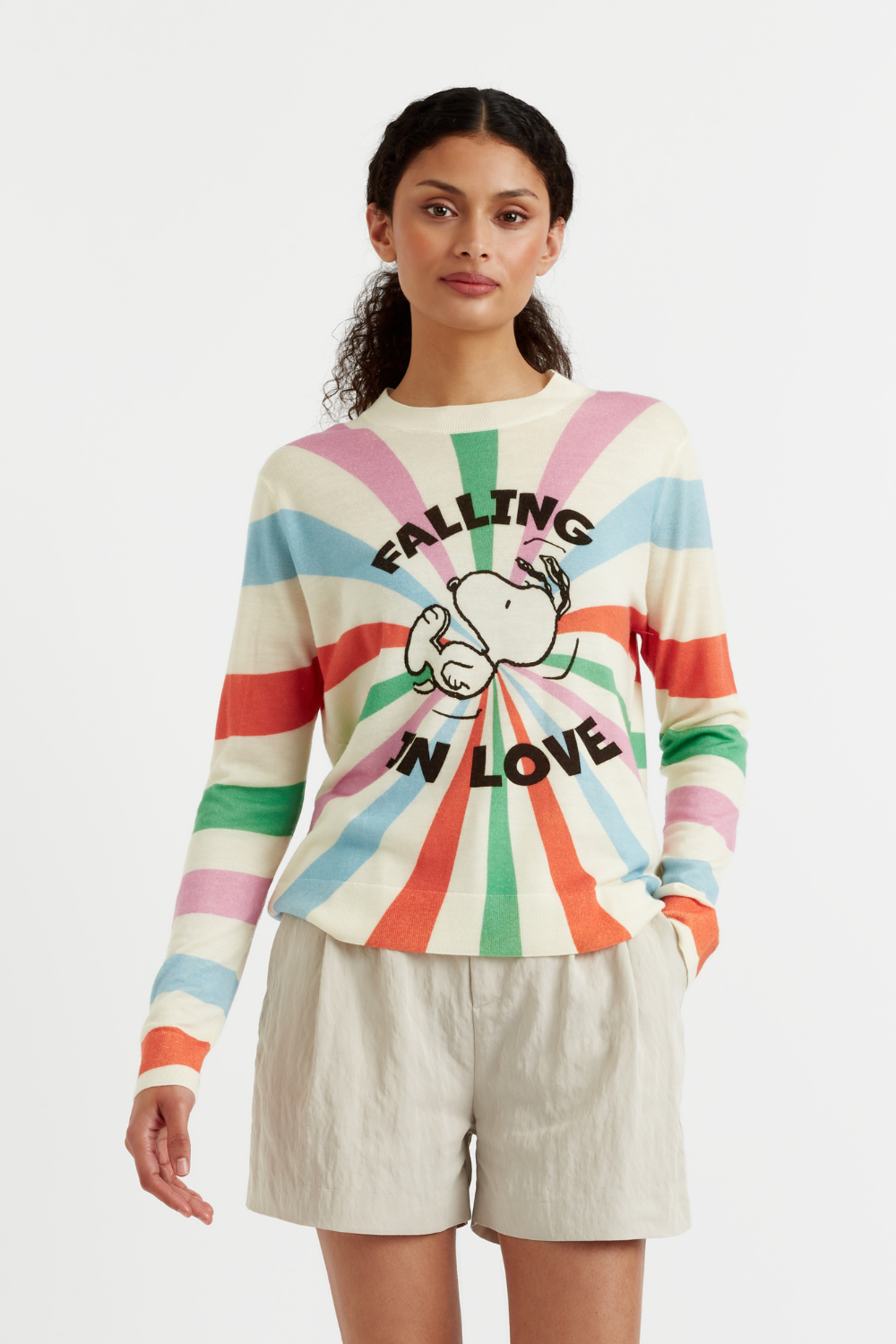 Cream Wool-Cashmere Snoopy in Love Sweater