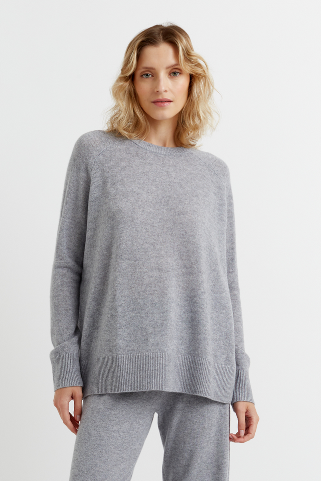 Grey-Marl Cashmere Slouchy Sweater image 1
