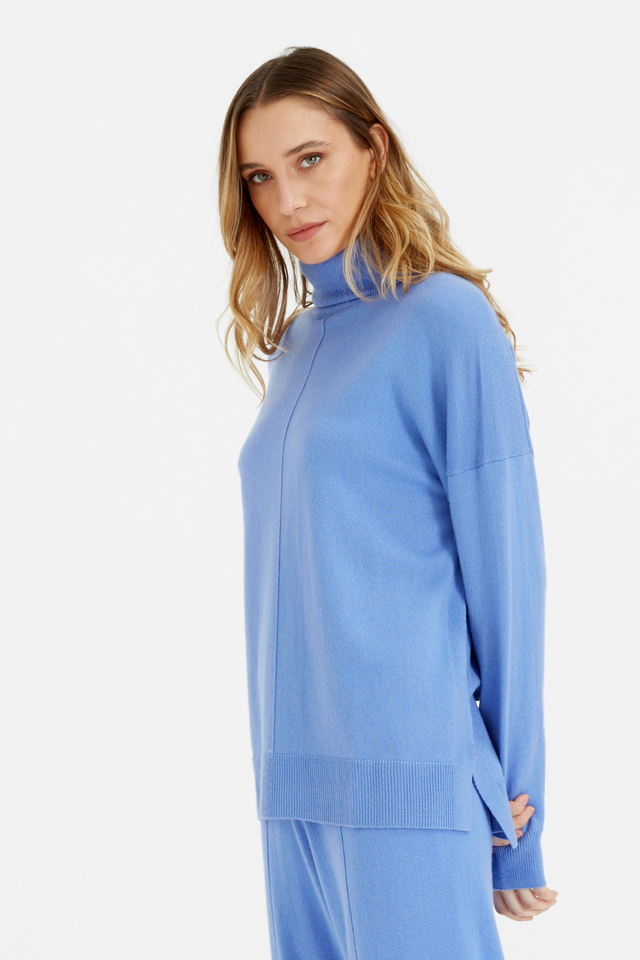 Powder-Blue Wool-Cashmere Rollneck Sweater image 4