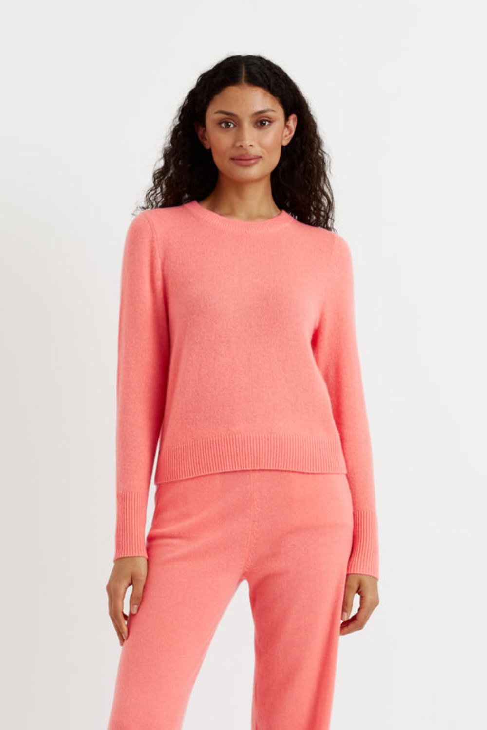 Coral Cashmere Cropped Sweater