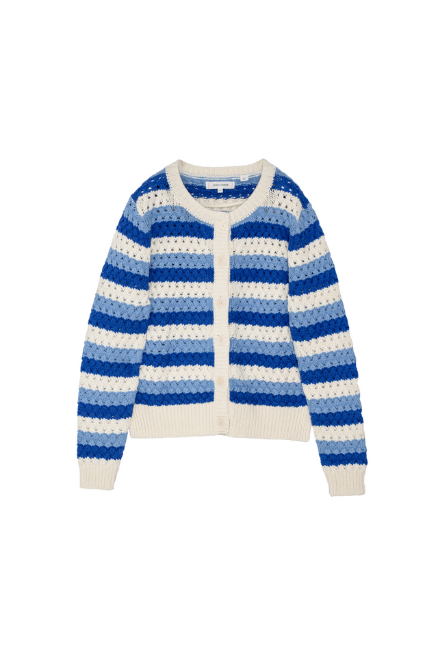 Blue Cotton Crochet Cardigan image 2