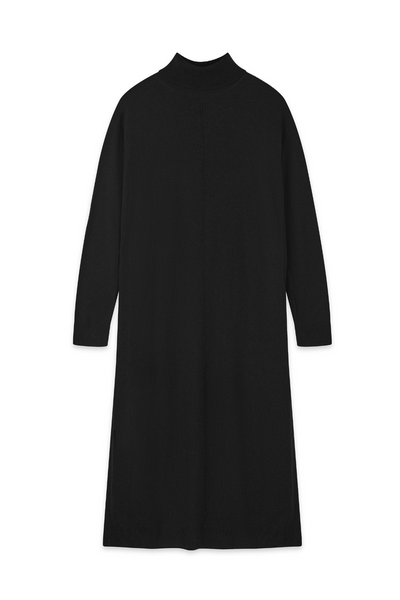 Black Wool-Cashmere Rollneck Dress