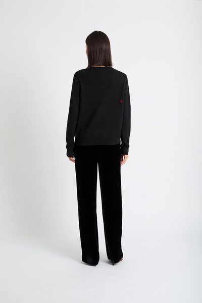 Black Wool-Cashmere Candy Cane Sweater