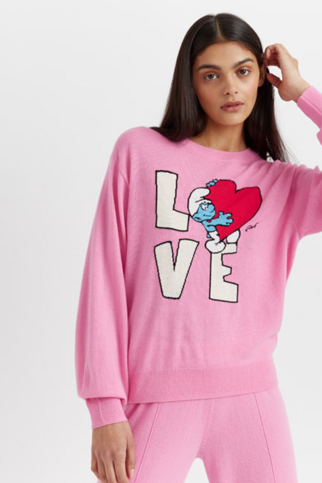 Flamingo-Pink Wool-Cashmere Smurf Love Sweater image 1