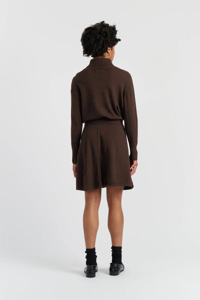 Chocolate Wool-Cashmere Mini Skirt