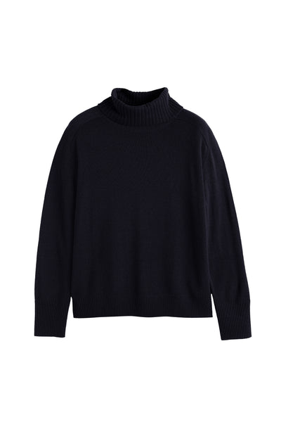 Black turtleneck sweater on a white background