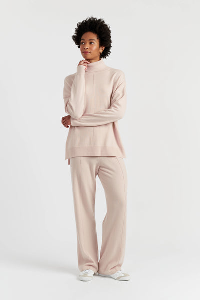 Bone Wool-Cashmere Relaxed Rollneck Sweater