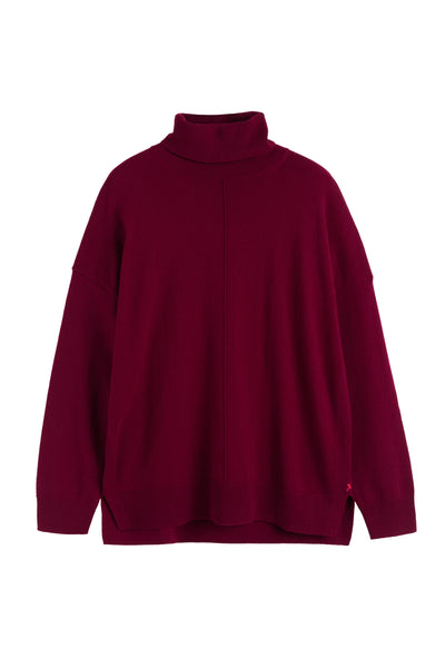 Claret Wool-Cashmere Relaxed Rollneck Sweater
