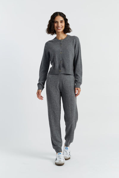 Grey Wool-Cashmere Cuffed Joggers