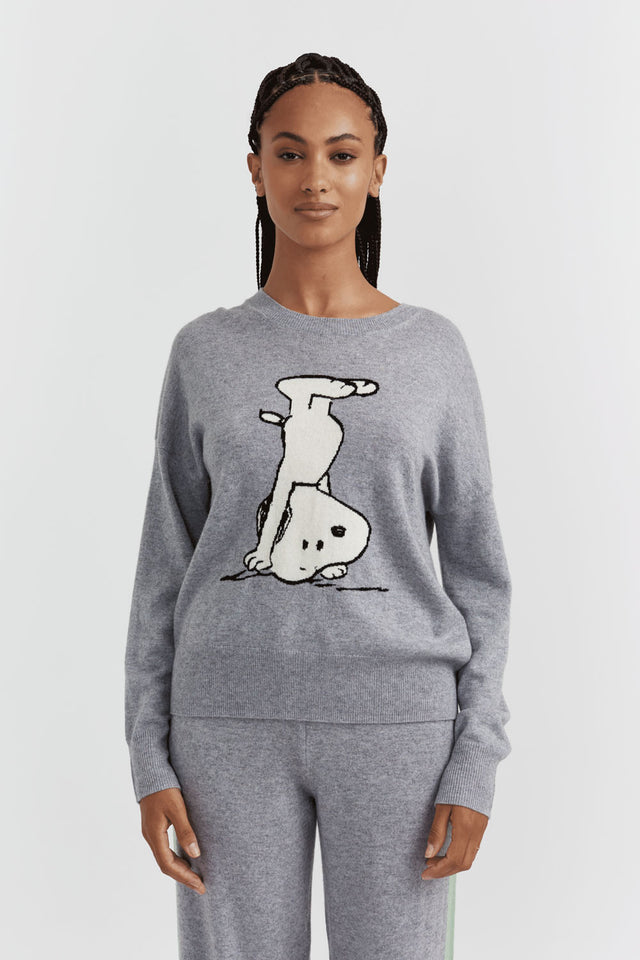 Grey Wool-Cashmere Dancing Snoopy Sweater image 4