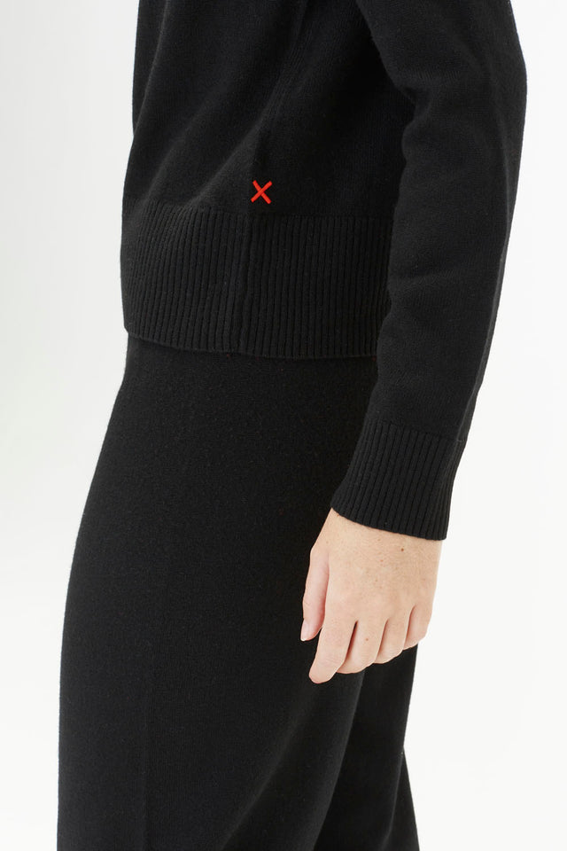 Black Wool-Cashmere Wide-Leg Track Pants image 3