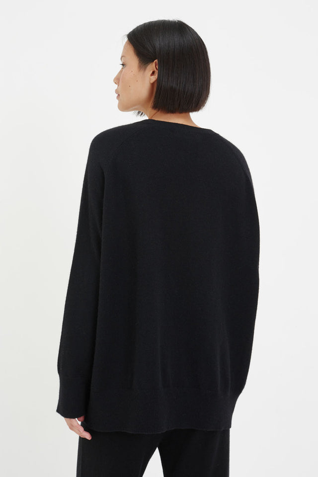 Black Cashmere Slouchy Sweater image 3