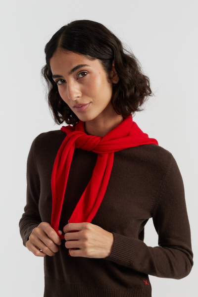 Velvet-Red Wool-Cashmere Triangle Scarf