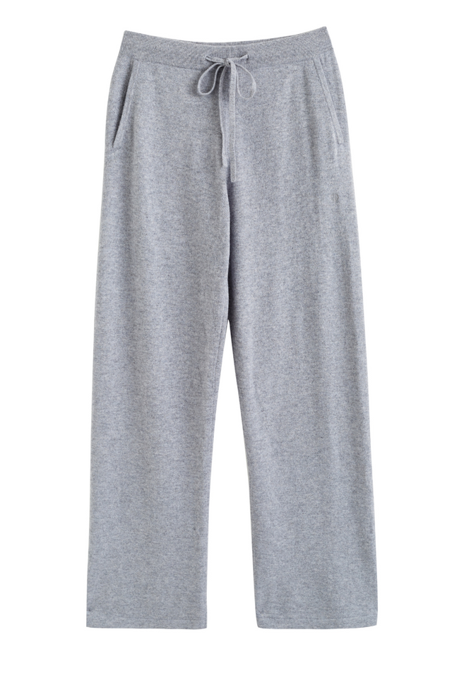 Grey Pure Cashmere Wide-Leg Track Pants image 2
