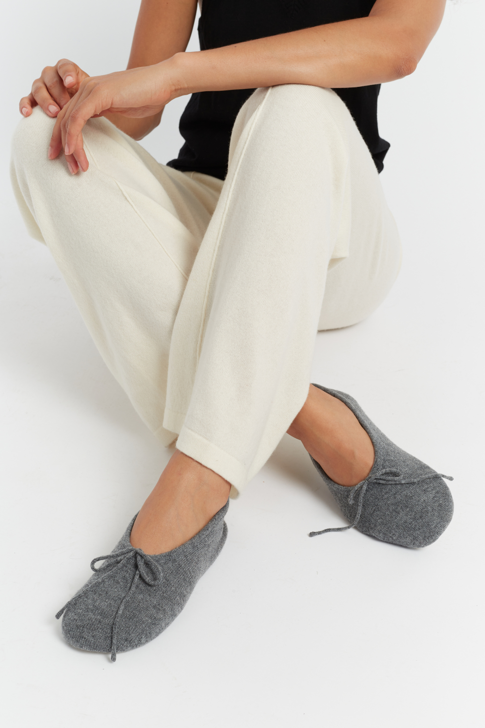 Grey Merino Cashmere Slippers Chinti Parker UK