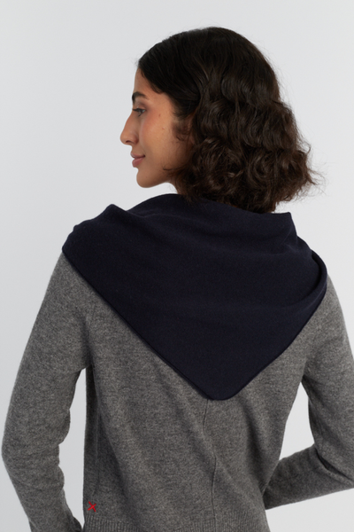 Navy Wool-Cashmere Triangle Scarf
