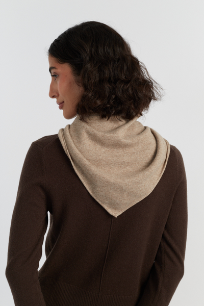 Warm-Oatmeal Wool-Cashmere Triangle Scarf