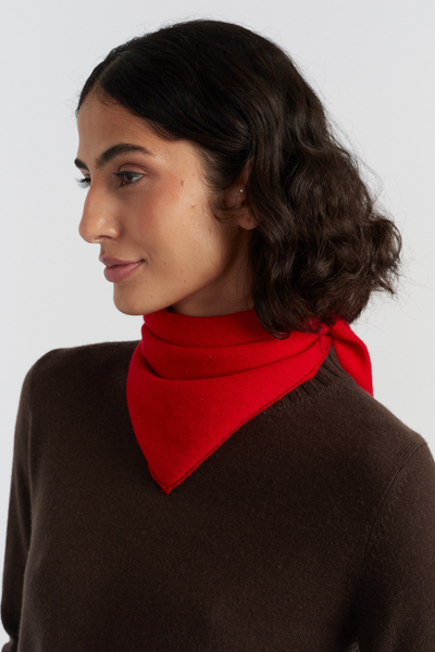 Velvet-Red Wool-Cashmere Triangle Scarf