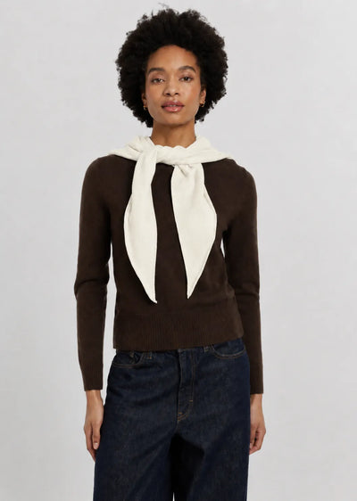 Cream Wool-Cashmere Triangle Scarf