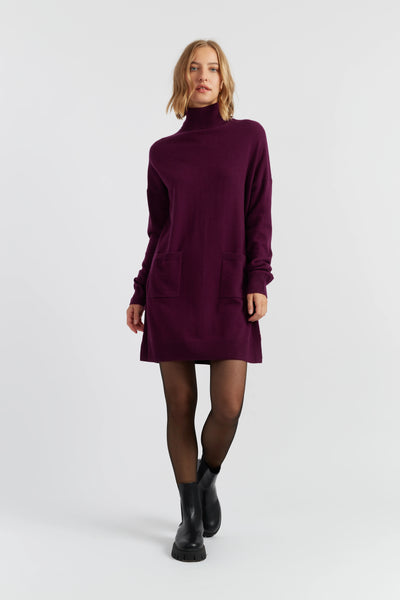 Mulberry Wool-Cashmere Mini Rollneck Dress