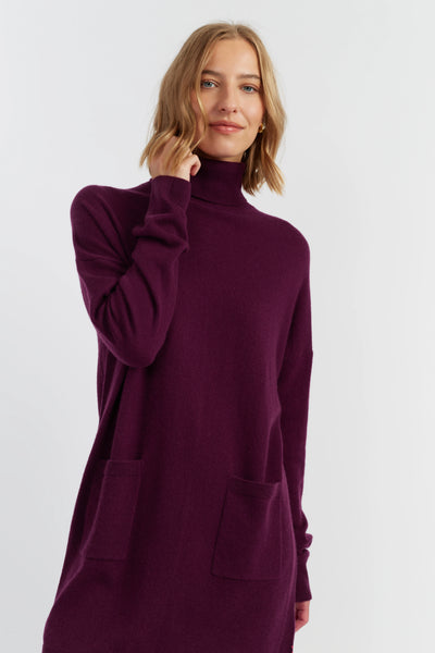 Mulberry Wool-Cashmere Mini Rollneck Dress