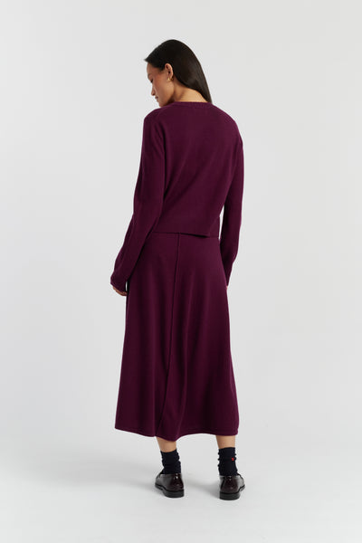 Mulberry Wool-Cashmere Crew Neck Cardigan