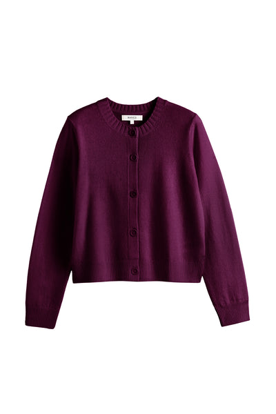 Mulberry Wool-Cashmere Crew Neck Cardigan