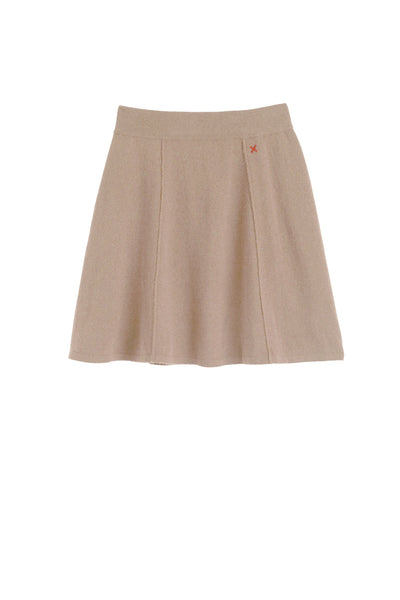 Warm-Oatmeal Wool-Cashmere Mini Skirt