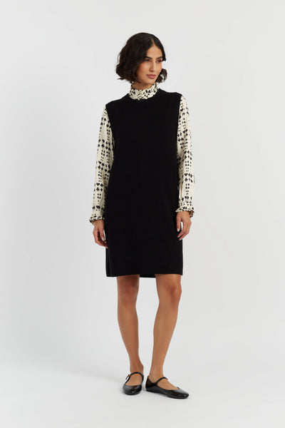 Black Wool-Cashmere Mini Dress